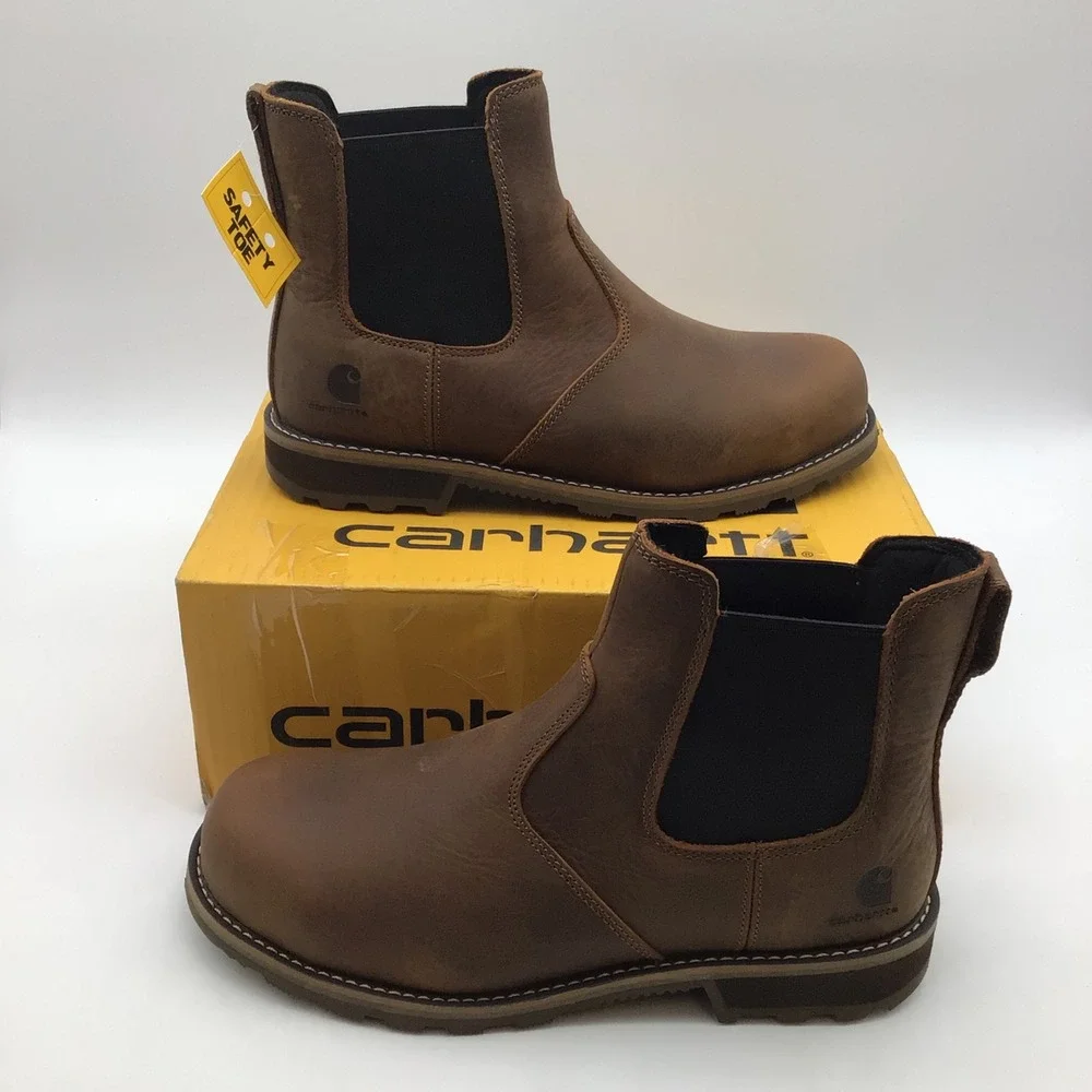 Carhartt Frontier Steel Toe Chelsea Work Boots Brown Leather Mens Size 11 W NEW